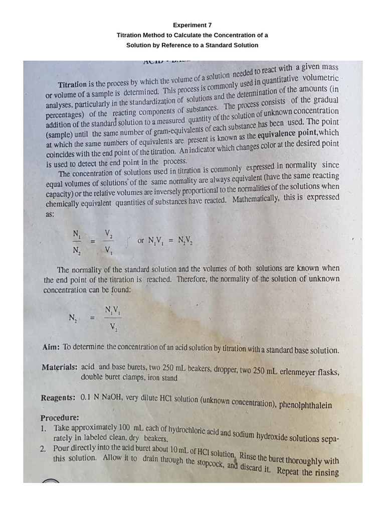 Experiment 7 Titration Activity | PDF | Analytical Chemistry | Analysis