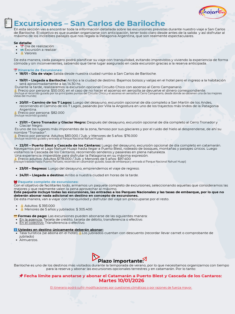 Informacion- Excursiones | PDF