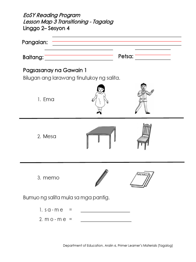 Tagalog Transitioning Wk2s4 | PDF