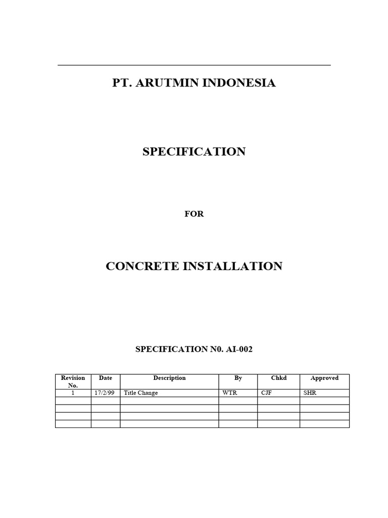 Concrete Installation Specification AI-002 | PDF | Concrete | Pipe ...