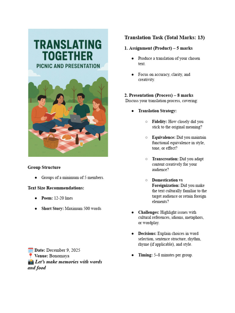 Group Translation Assignment Guidelines | PDF