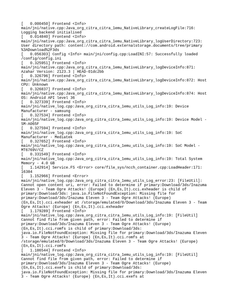 Citra Emulator Log: File Errors on Android | PDF | Computer Engineering ...