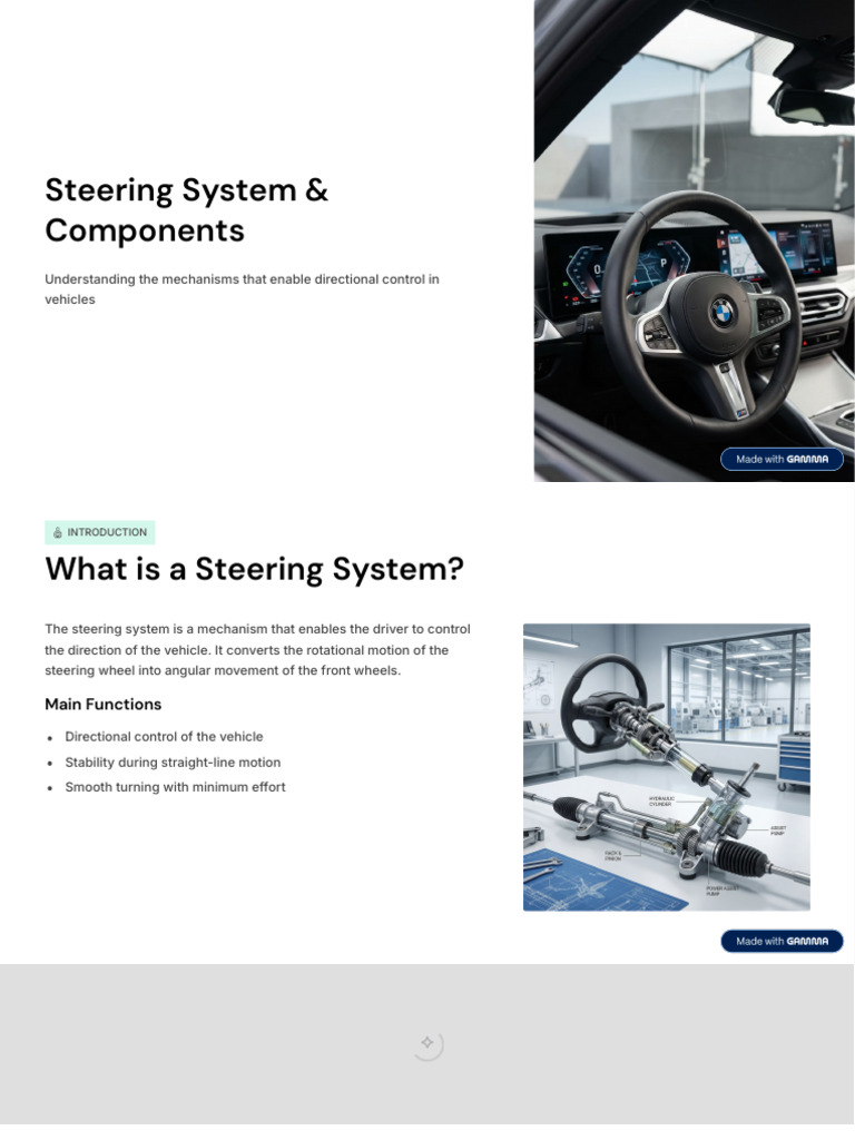 Steering System Components Explained | PDF | Steering | Vehicles
