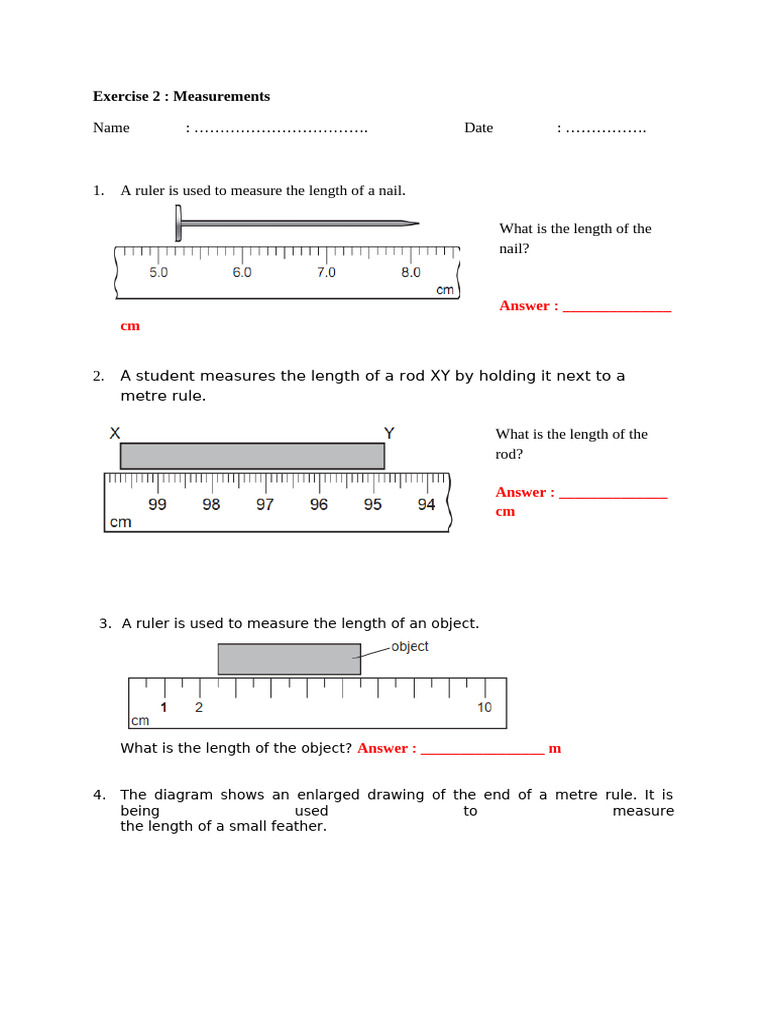 Measurement Exercises for Students | PDF