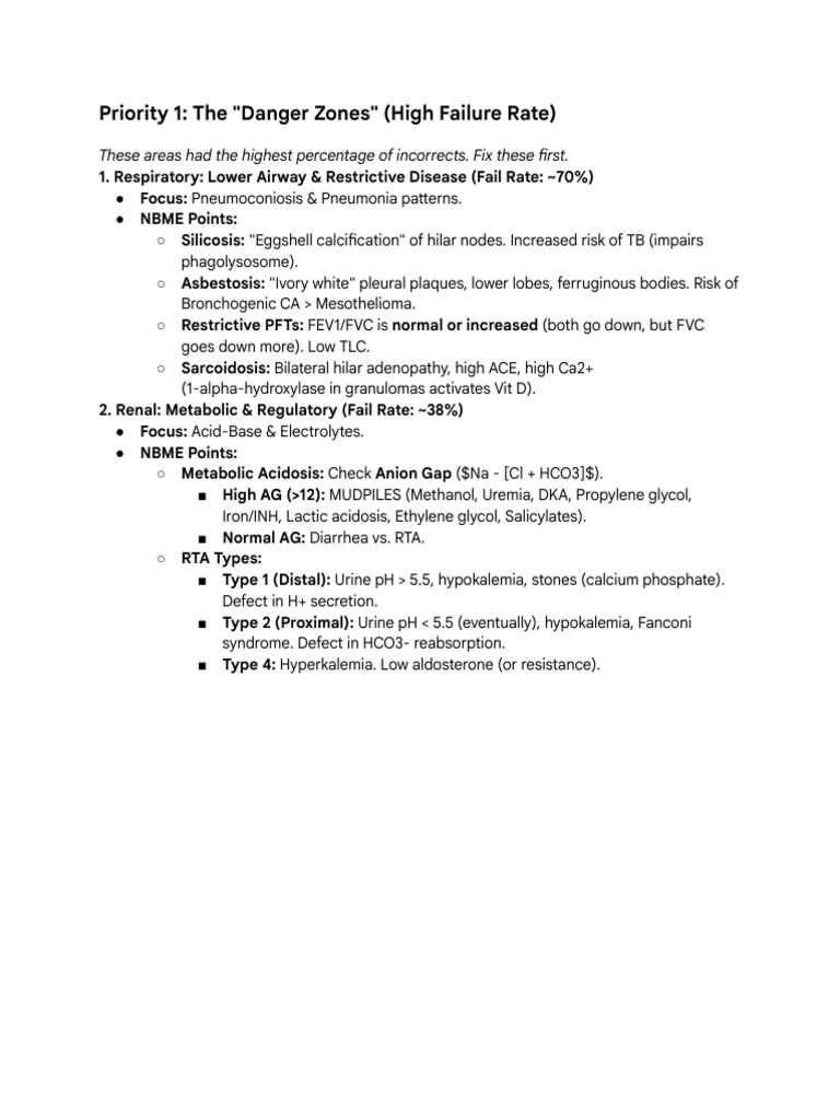 High-Failure Medical Topics Review | PDF | Human Diseases And Disorders ...