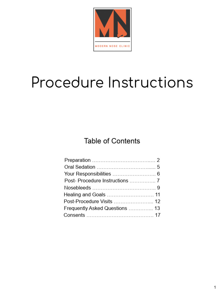 Procedure Instructions.611432dad6feb3.74698899 | PDF | Human Nose | Surgery
