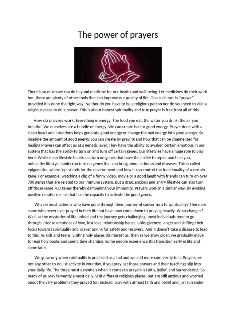 The Healing Power of Prayer | PDF | Prayer | Faith