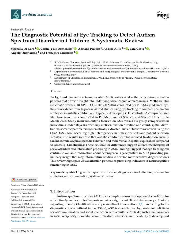Eye Tracking for Autism Diagnosis Review | PDF | Autism | Attention