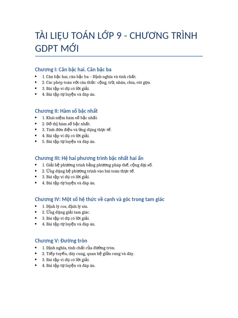 Tai Lieu Toan Lop 9 Chuong Trinh Moi | PDF