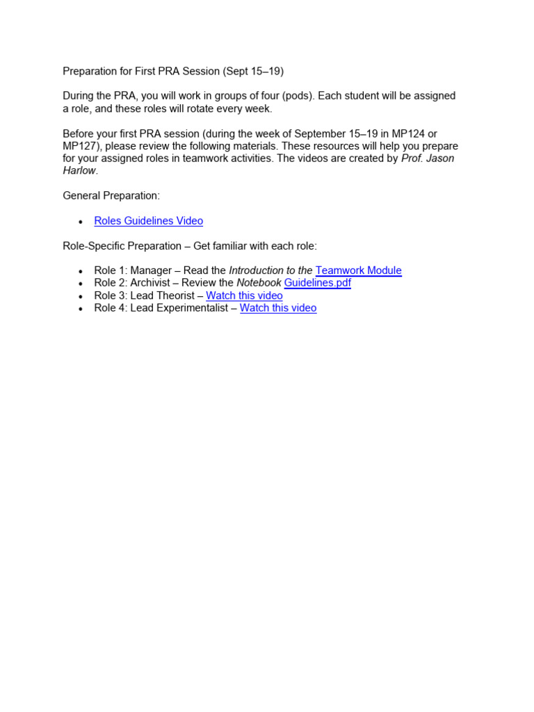 Preparation for First PRA Session | PDF