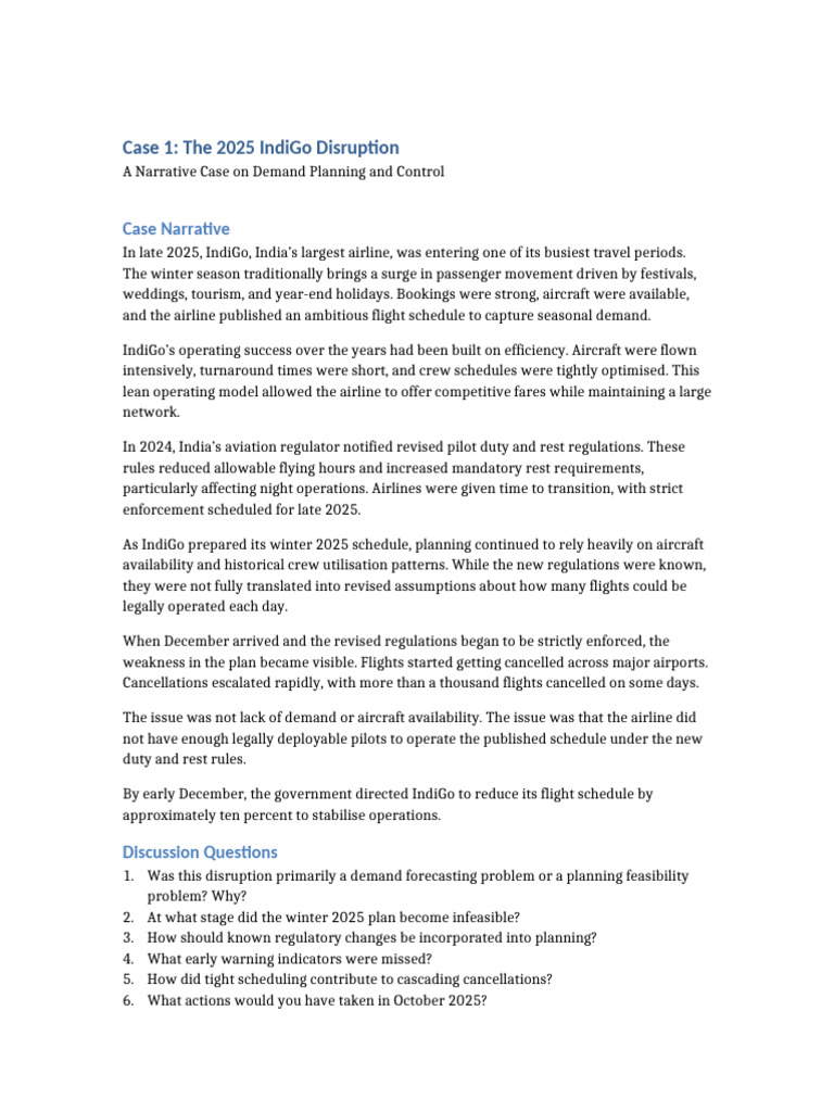 Case 1 IndiGo Narrative With Instructor Notes | PDF | Airlines | Aircraft
