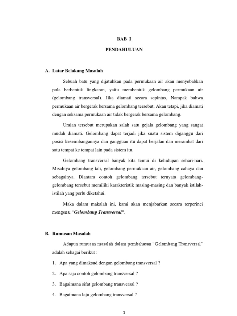 Berikut Ini Merupakan Contoh Gelombang Transversal Adalah 