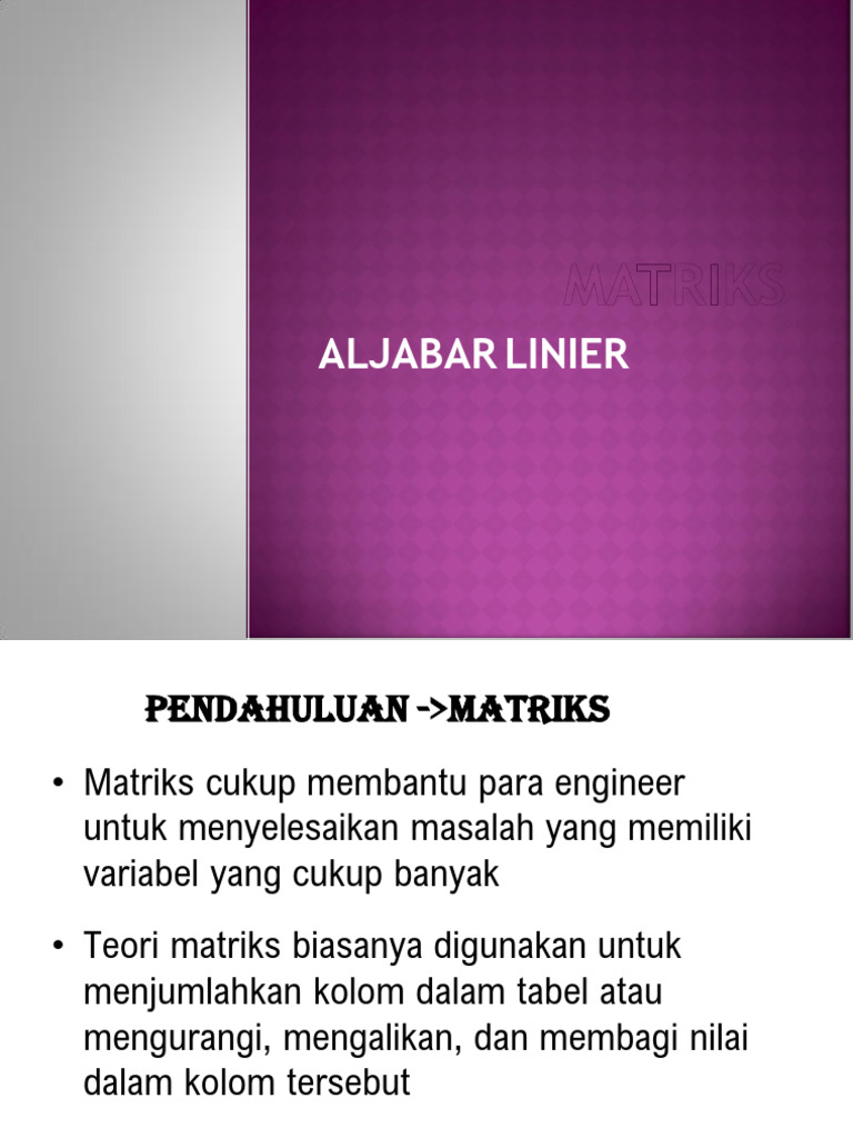Pengenalan dan Operasi Matriks dalam Aljabar | PDF