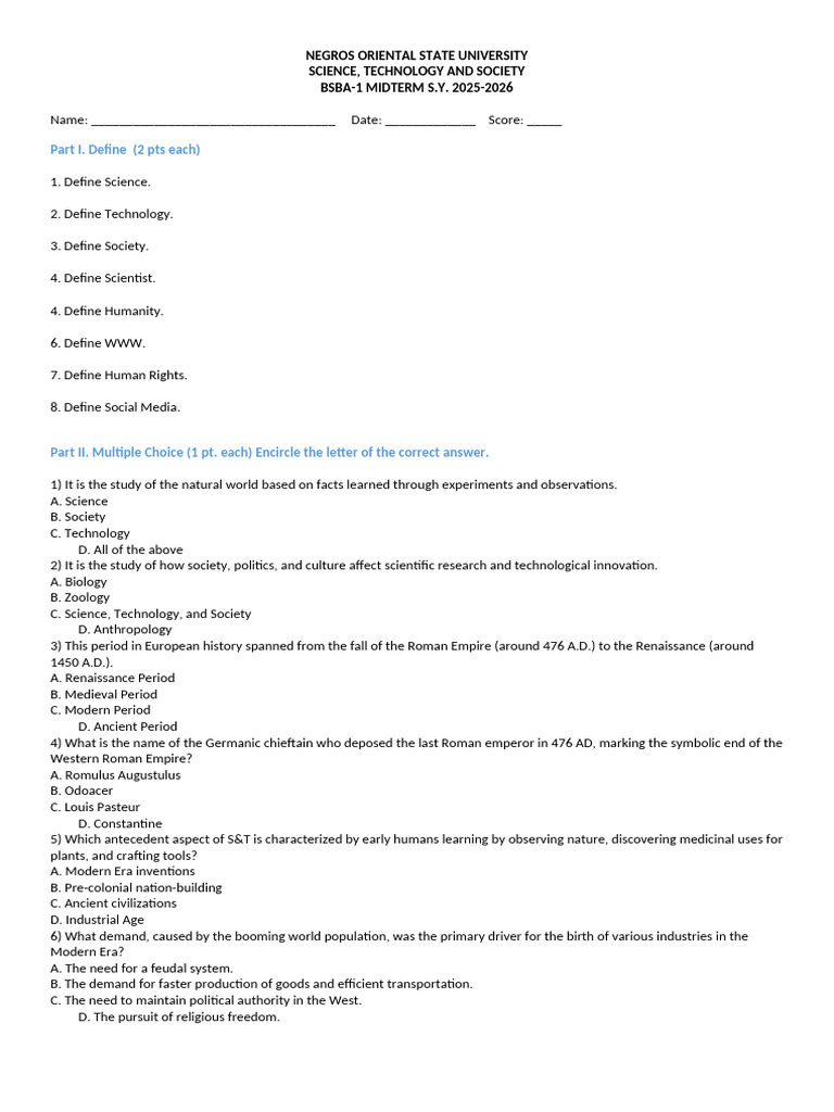 Midterm Exam Pointers For STS | PDF | Sumer | World Wide Web