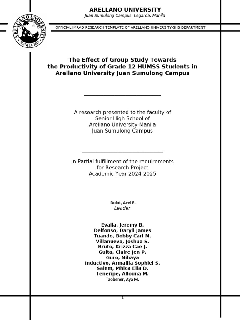 Group Study Impact on HUMSS Productivity | PDF | Survey Methodology ...