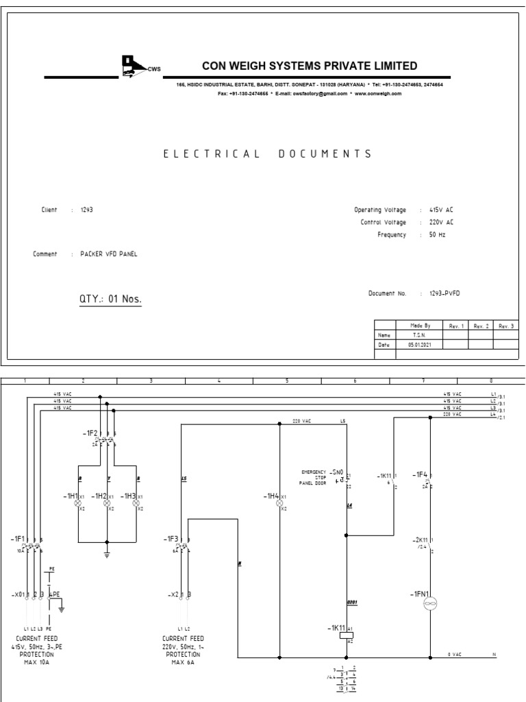 Packer VFD Panel DWG | PDF | Alternating Current | Mains Electricity