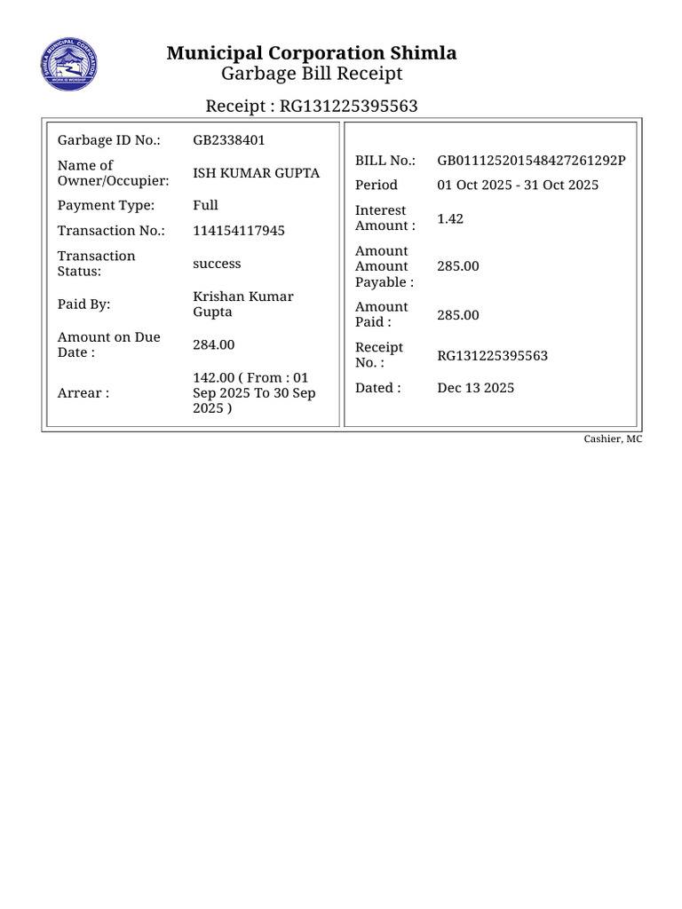 Garbage Bill | PDF