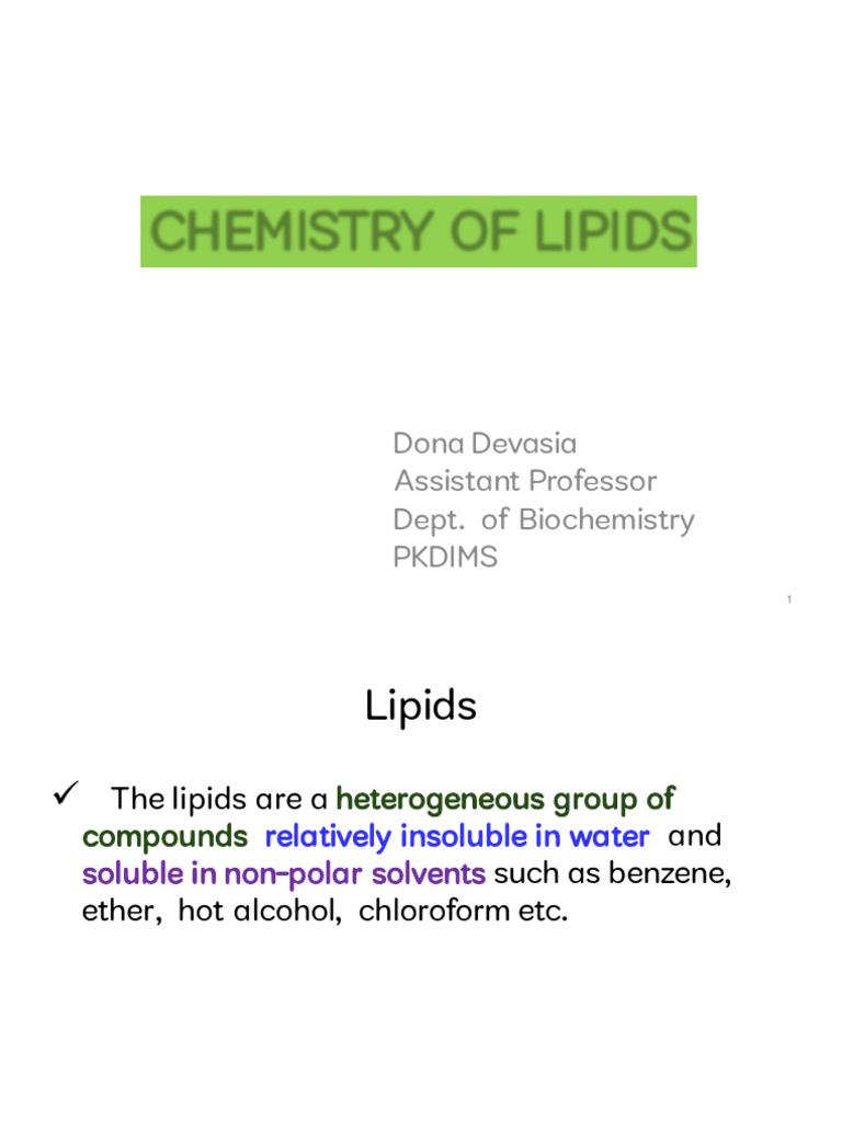 Chemistry of Lipids | PDF | Lipid | Triglyceride