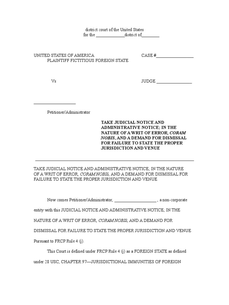 1 26 12 New Coram Nobis Template PDF United States District Court