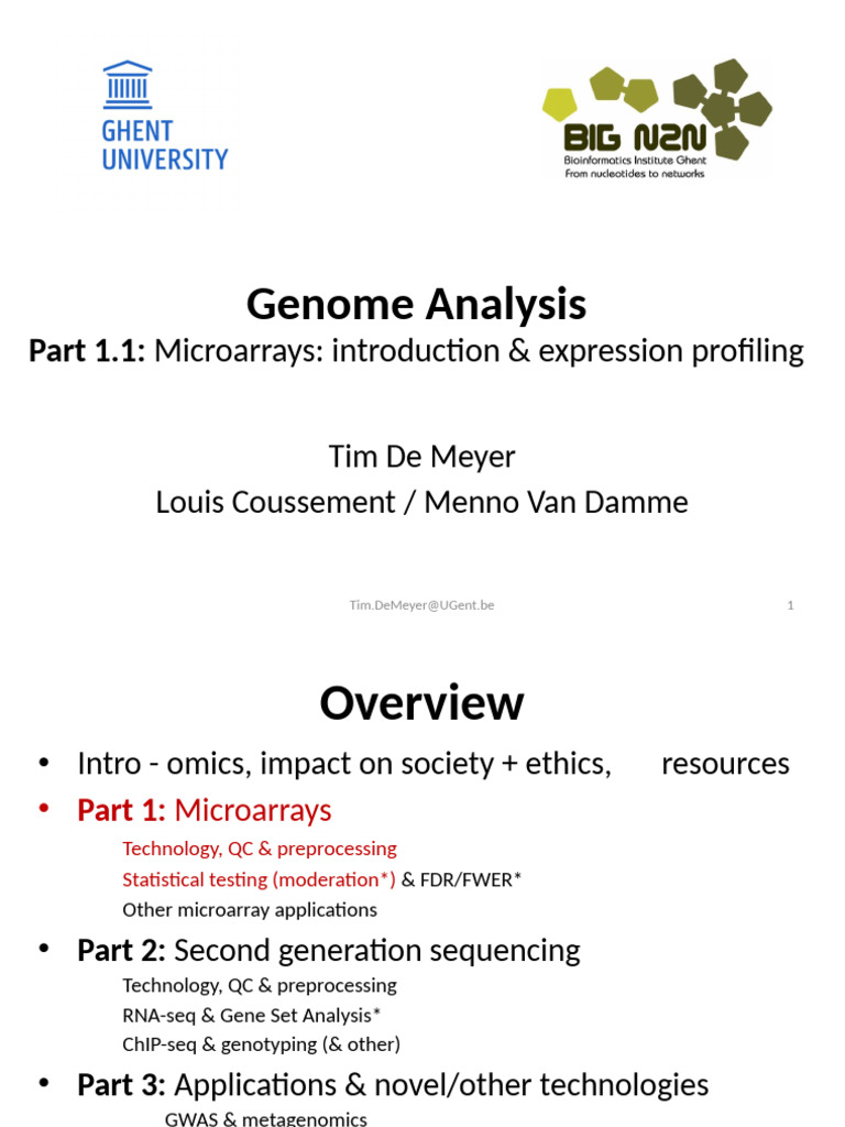 Microarrays: Introduction & Data Analysis | PDF | Dna Microarray | Biology