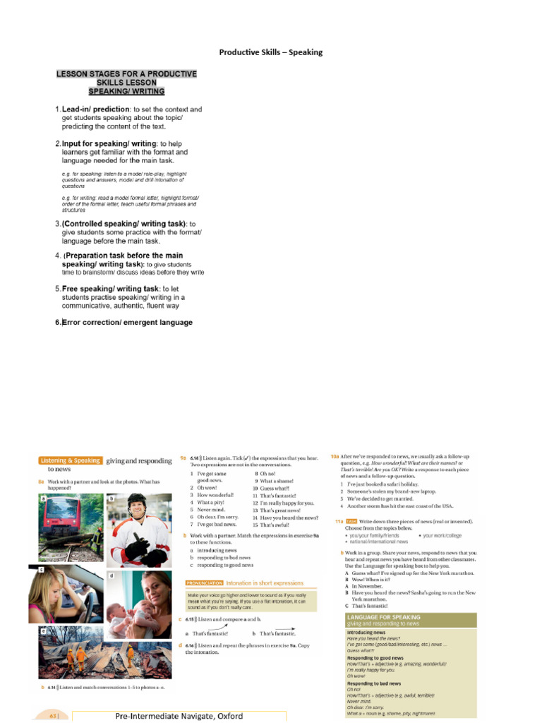 Speaking Stages Task | PDF