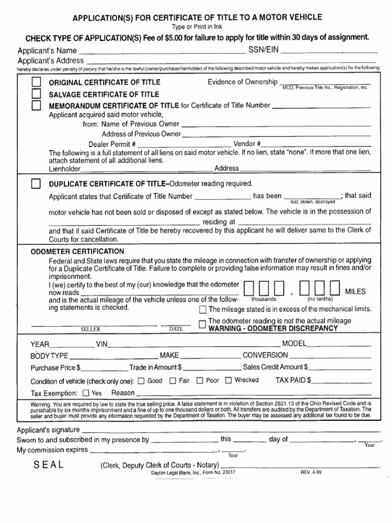 Application for Certificate of Title to Motor Vehicle (PDF) | PDF
