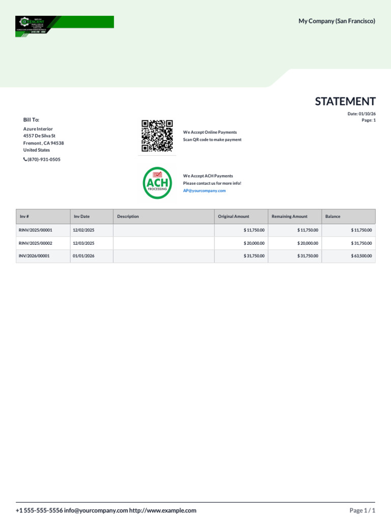 Invoice Statement - Azure Interior | PDF