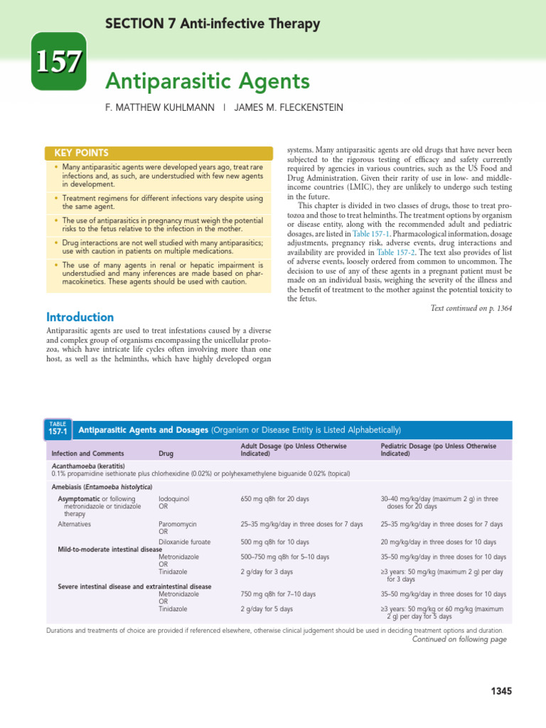Antiparasitic Agents and Dosages Guide | PDF | Parasitology | Human ...
