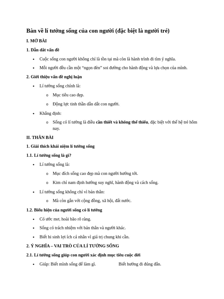 Bàn Về Lí Tưởng Sống Của Con Người | PDF