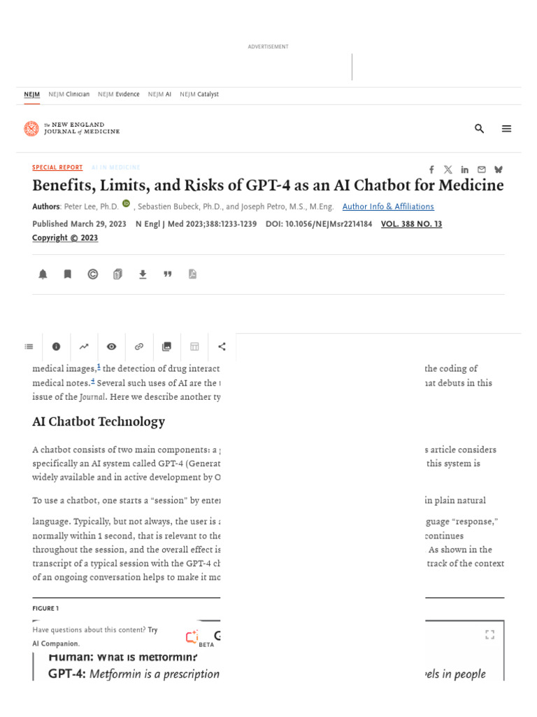 Benefits, Limits, and Risks of GPT-4 As An AI Chatbot For Medicine ...