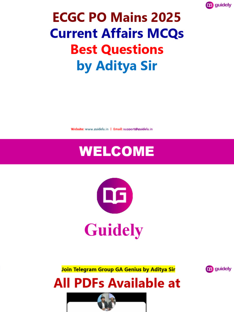 ECGC PO Mains 2025 Current Affairs MCQs | PDF | Reserve Bank Of India ...