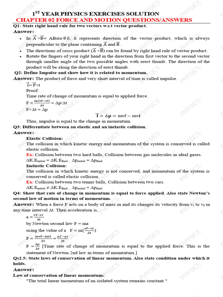 Physics Exercise Solutions: Force & Motion | PDF | Heat | Gases