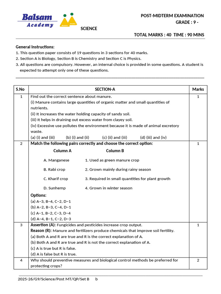 Grade 9 Science Post-Midterm Exam | PDF | Atoms | Molecules