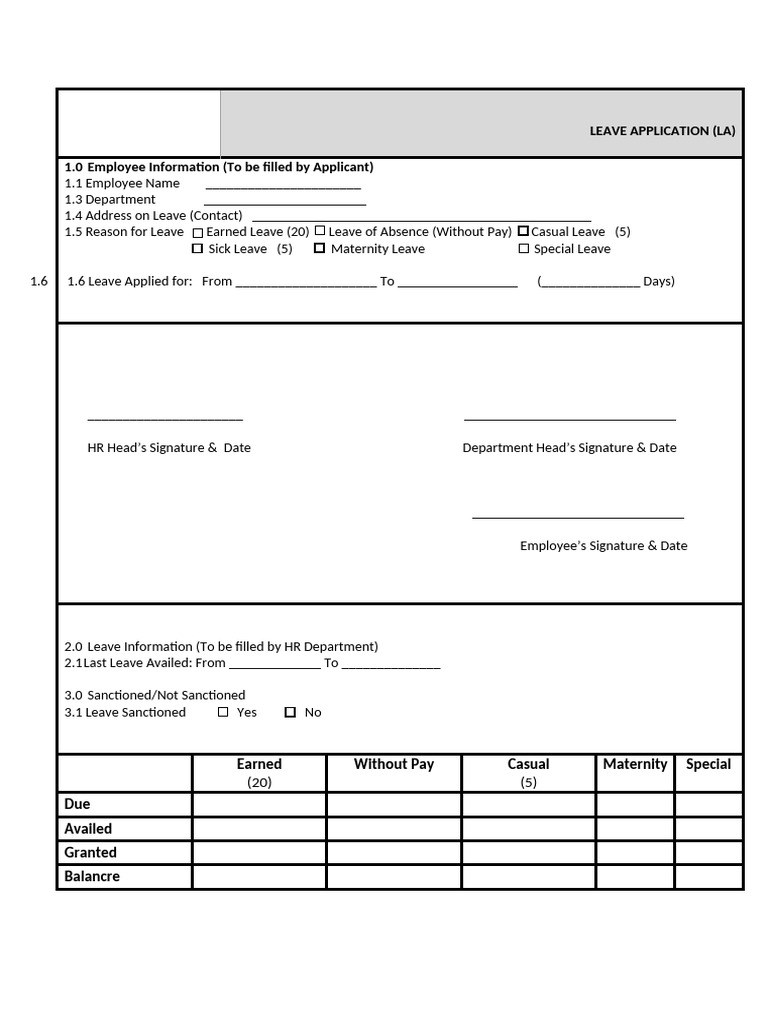 Leave Application Form IRC | PDF