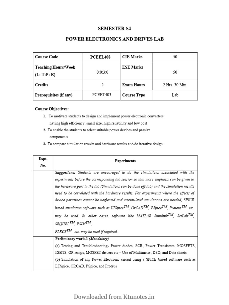 Power Electronics Lab S4 Course Guide | PDF | Power Inverter | Rectifier