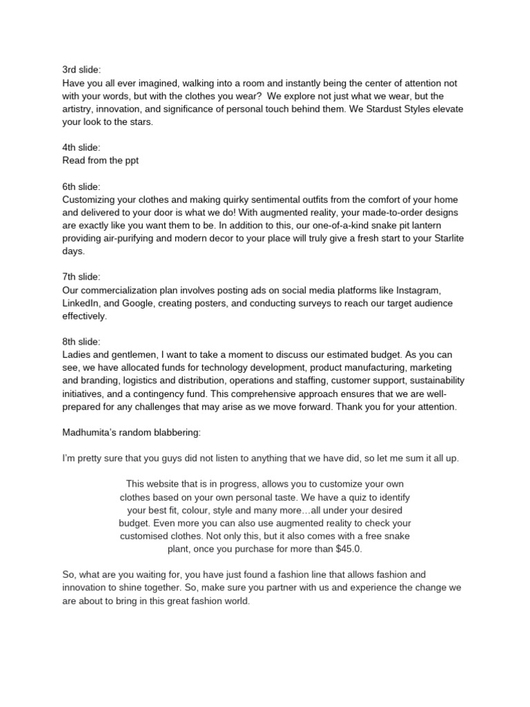 Script For Small Industry Day Presentation | PDF