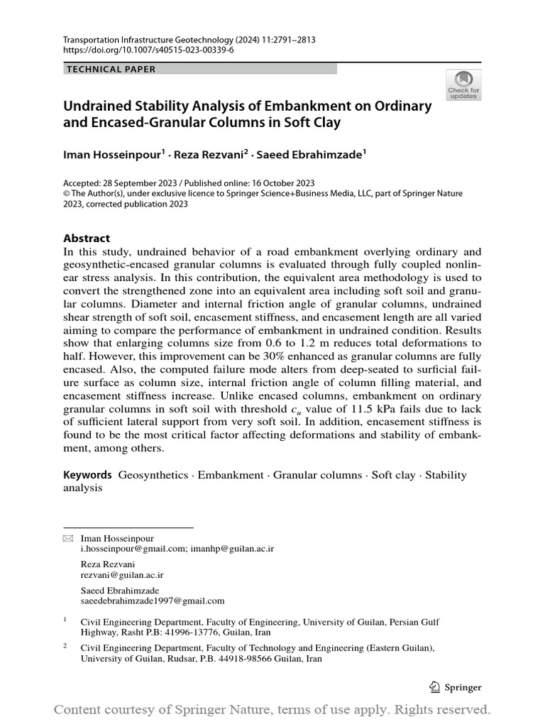 Embankment Stability on Granular Columns | PDF | Strength Of Materials ...
