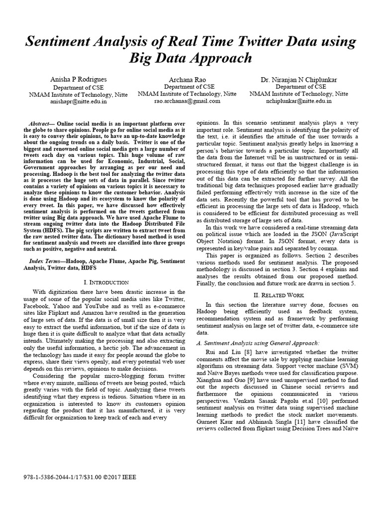 Sentiment Analysis of Real Time Twitter Data | PDF | Apache Hadoop ...