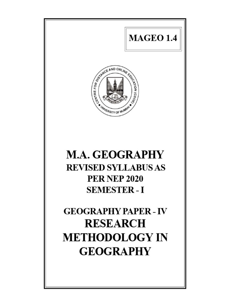 Research Methodology in Geography Syllabus | PDF | Methodology | Geography
