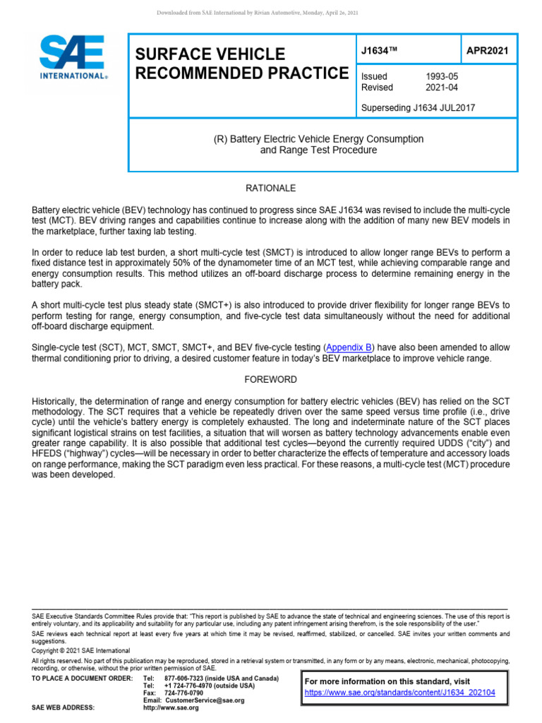 BEV Energy Consumption Test Procedures | PDF | Battery Charger | Direct ...