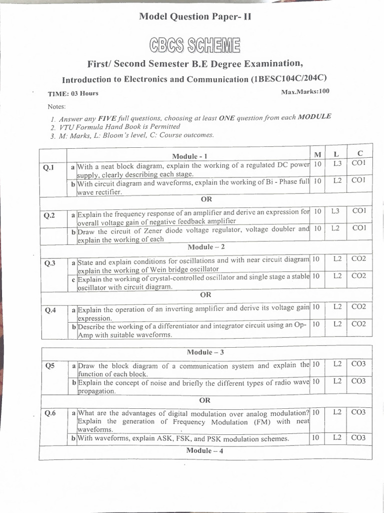 Model Question Paper 2 | PDF