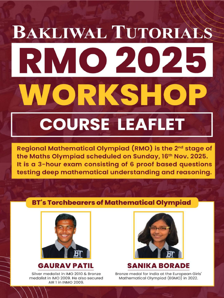 RMO 2025 Online Workshop Details | PDF | Mathematics