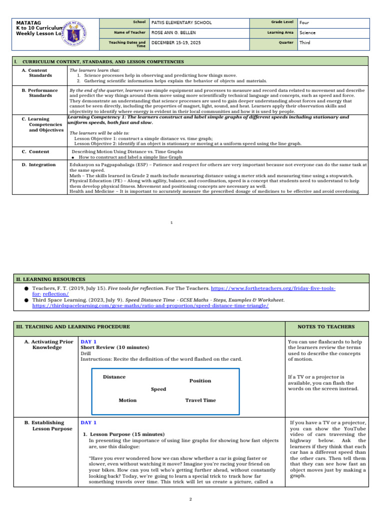 Week 6 - Science 4 | PDF | Cartesian Coordinate System | Learning