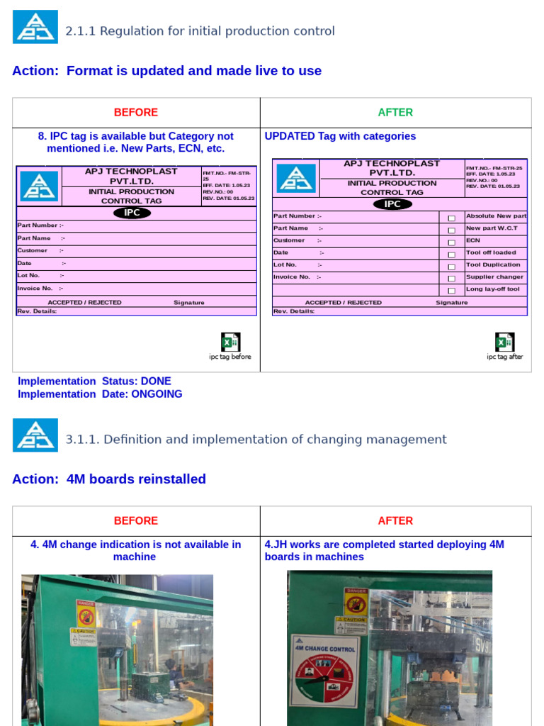 IPC Tag Updates and Process Improvements | PDF