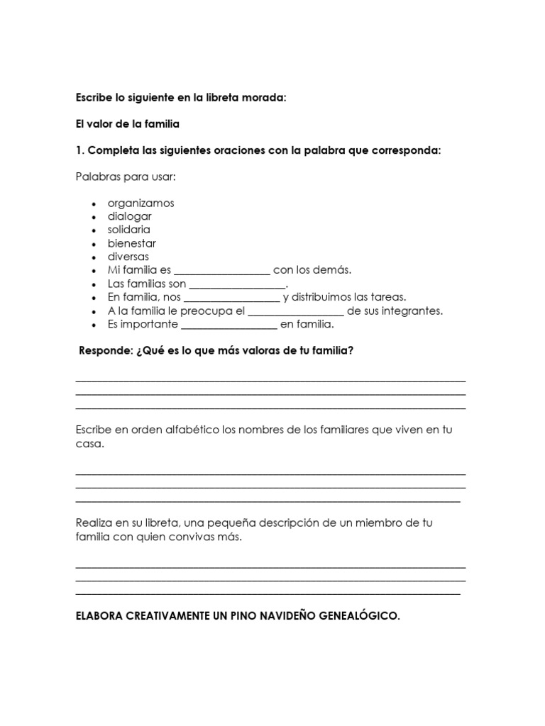 Actividades sobre la familia y Navidad | PDF