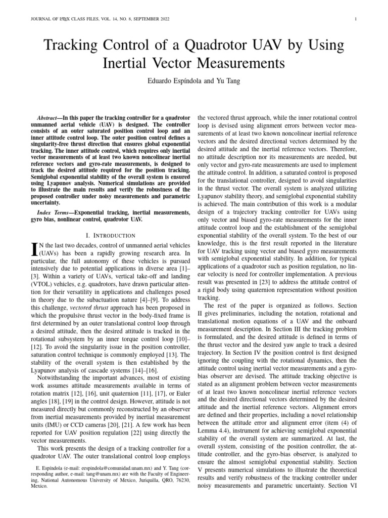 Quadrotor UAV Tracking Control Design | PDF | Matrix (Mathematics ...