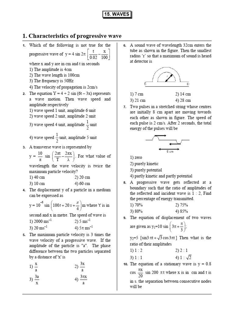Waves Practice Questions For Rivision Programme - SLIDS | PDF | Waves ...