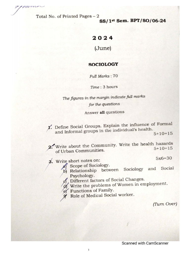 BPT 1st Sem Final 2024 | PDF