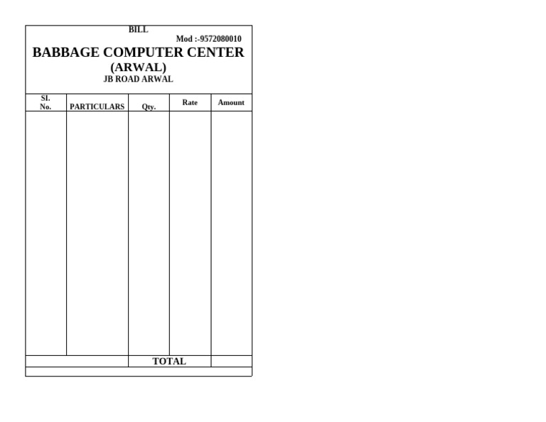 Babbage Computer Center Invoice | PDF