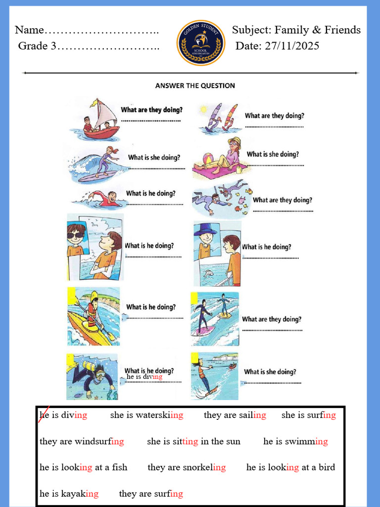 Grade 3 Family & Friends Activities | PDF